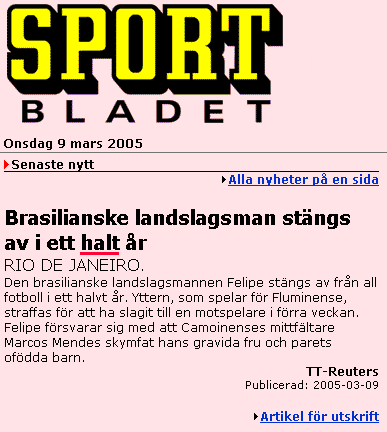 Sportbladet med felstavad rubrik